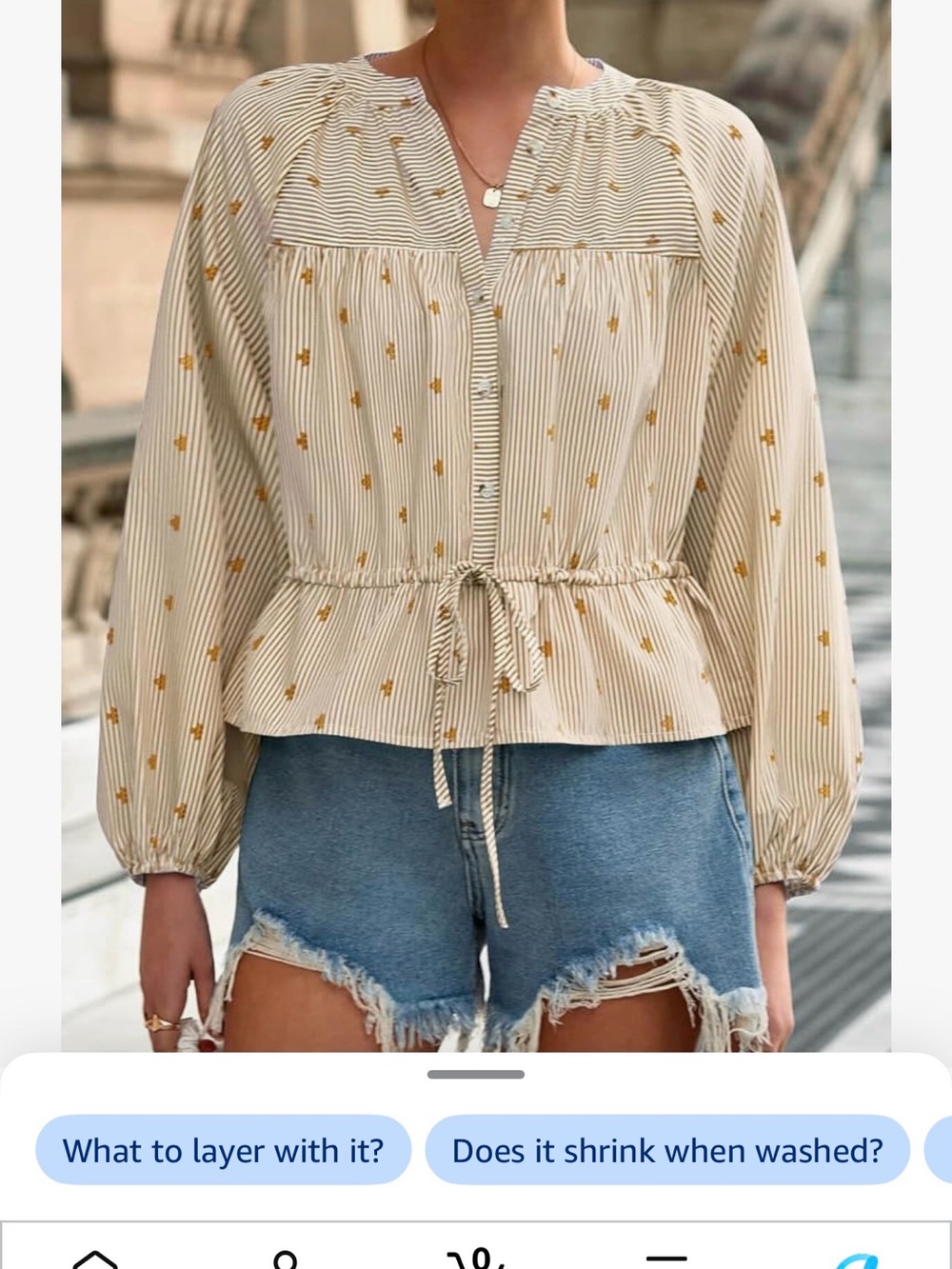 NWT Light Cream Striped Drawstring Peplum Blouse Sz XXL